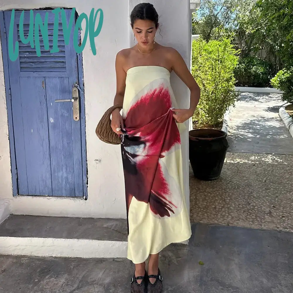 Lunivop Flower Print Holiday Dress Women Elegant Sexy Backless Strapless Maxi Dresses Summer Fashion Patchwork Loose Beach Party Dress Tunics Yoga stretchy Lunivop Flower Print Holiday Dress Women Elegant Sexy Backless Strapless Maxi Dresses Summer Fashion Patchwork Loose Beach Party Dress Tunics Yoga stretchy