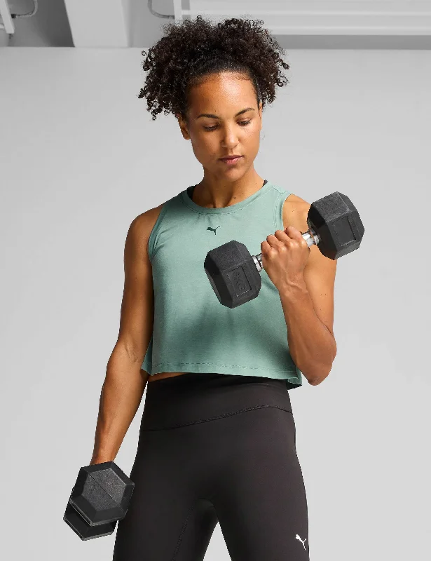 Cloudspun Sleeveless Tank - Green Moon Heather strappy tank top