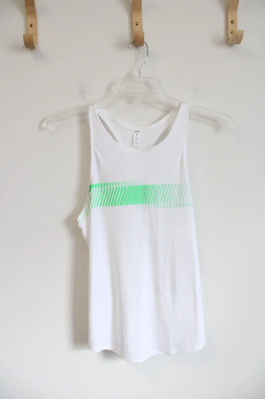 Under Armour White & Green Athletic Tank | M vibrant tank top