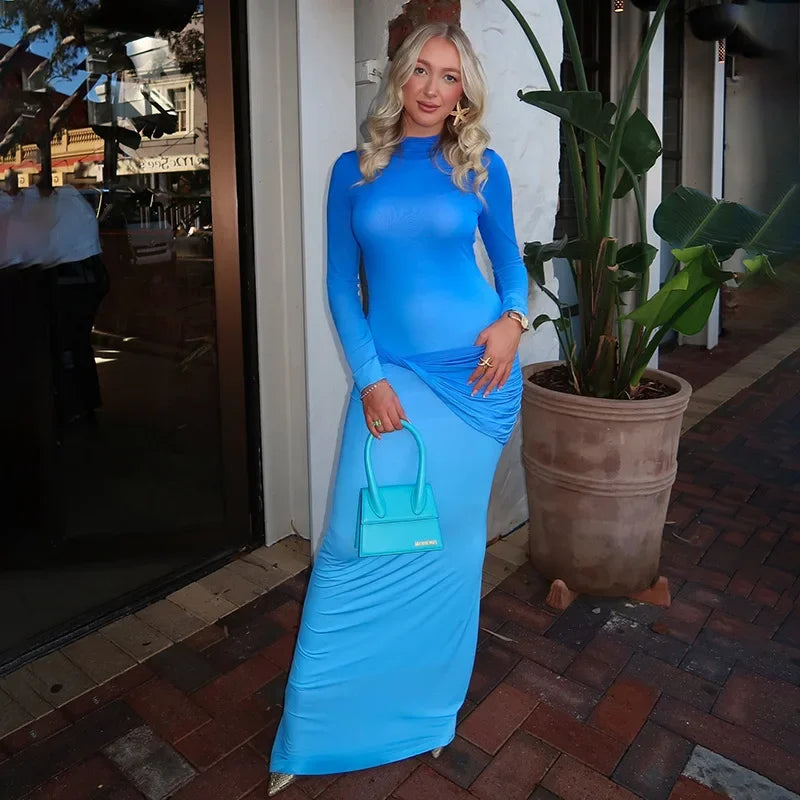 Lunivop Autumn Winter Maxi Dress Women Fashion Blue Gradient Long Sleeve Slim Dress Elegant Turtleneck Evening Party Dresses 2024 Crew Neckline Casual Lunivop Autumn Winter Maxi Dress Women Fashion Blue Gradient Long Sleeve Slim Dress Elegant Turtleneck Evening Party Dresses 2024 Crew Neckline Casual