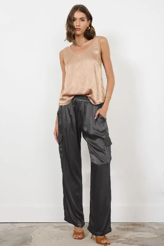 WIDE SILKY CARGO LONG PANT Relaxed Fit Trousers