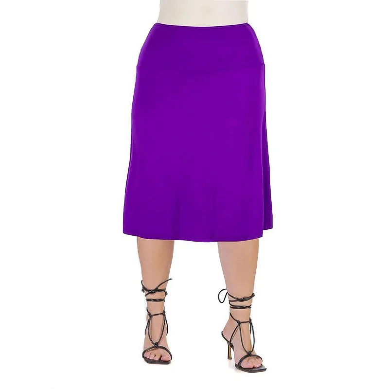24seven Comfort Apparel Womens Solid Rayon A-Line Skirt velvet skirt luxurious