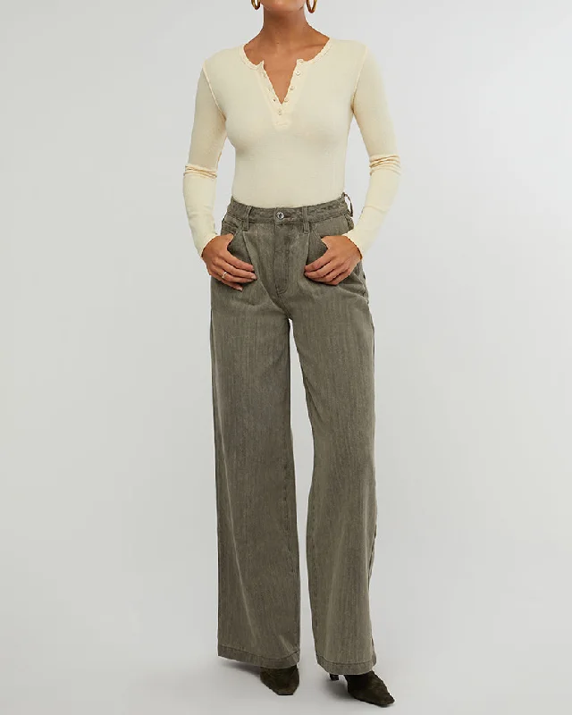 High Rise Pleated Wide Leg Pants High-Waist Trousers