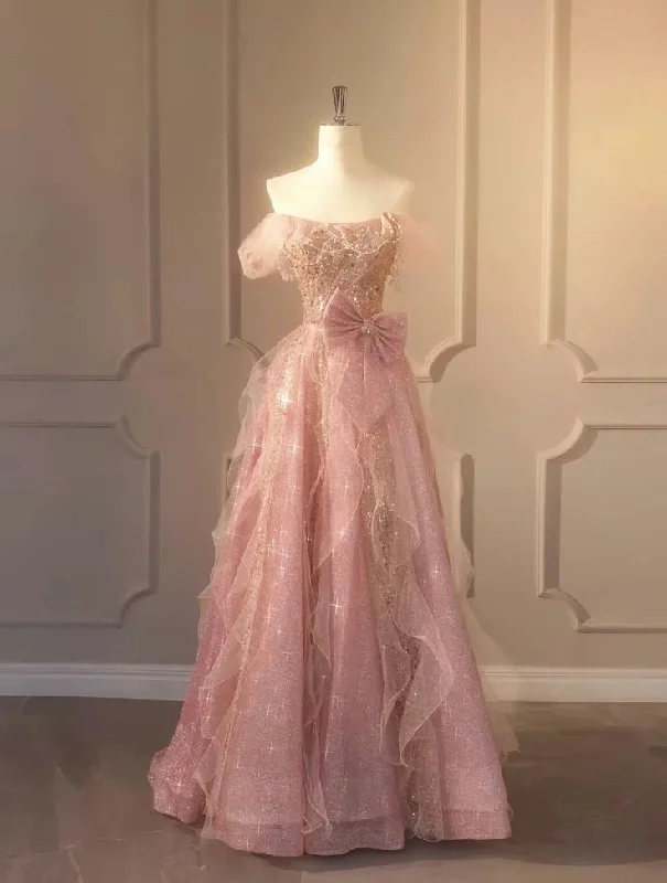 A Line Pink Long Party Dress Glam Prom Dress Formal Gown      cg25279 Tunics Seasonal trendy