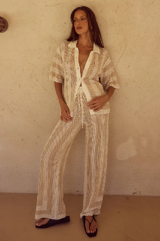 ZIGGY PANT - WHITE/SAND Formal Linen Trousers