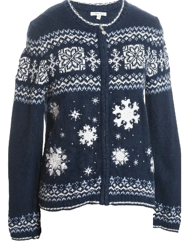 Snowfall Design Nordic Cardigan - S Denim Fabric Leather Fabric Suede Fabric