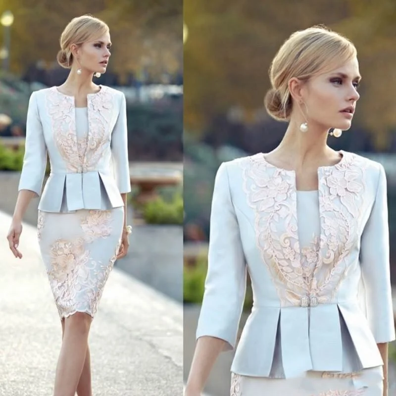 Zjkrl Latest Classic Short Mother of the Bride Dresses Knee Length Wedding Party Dresses Lace with 3/4 Sleeve Mother Dress with Jacket Lace Jacket Ribbed Jacket Sequined Jacket Zjkrl Latest Classic Short Mother of the Bride Dresses Knee Length Wedding Party Dresses Lace with 3/4 Sleeve Mother Dress with Jacket Lace Jacket Ribbed Jacket Sequined Jacket