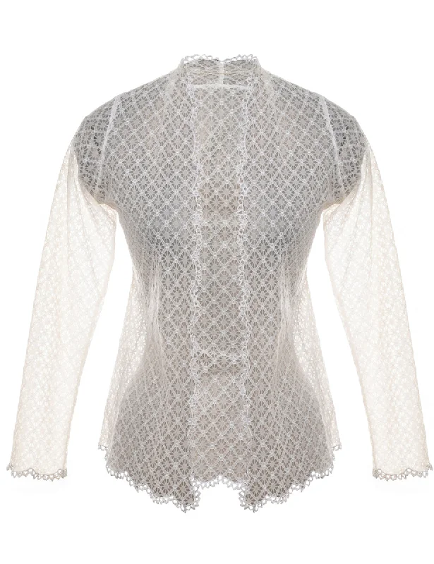 White Lace Jacket - S Knit Fabric Woven Fabric Fleece Fabric