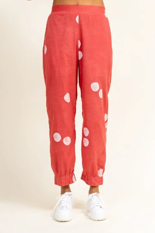 Coral Tucked Upcycled Cotton Pants Warm Wool Trousers