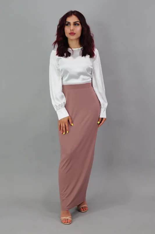Luxe Spandex Maxi Skirt - Nude Pink patchwork skirt art