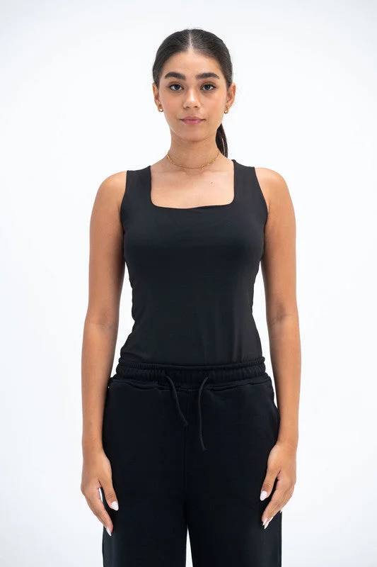 Square Double-Layer Tank Top - Virmo off shoulder tank