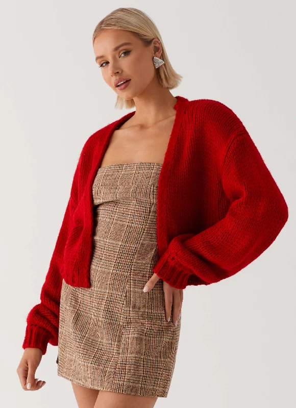 Jasleen Knit Cardigan - Red Elegant Classic Vintage