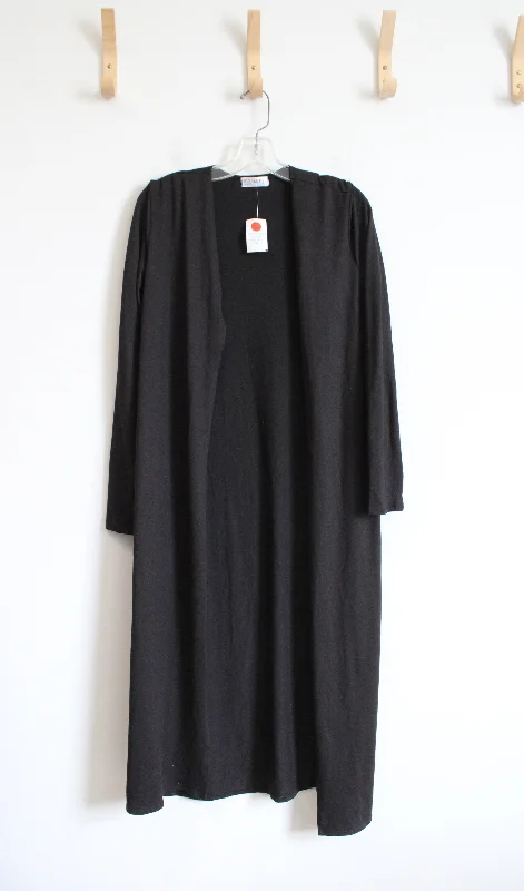 NEW Popular 21 Long Black Open Cardigan | L Solid Color Striped Floral Print