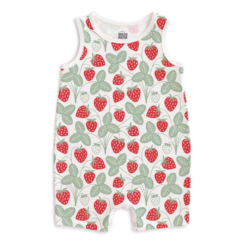 Tank Top Romper - Strawberries Red & Green breathable tank top