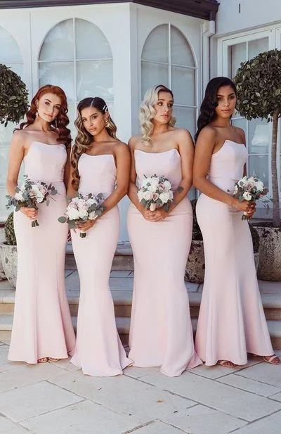 Light Pink Strapless Mermaid Satin Bridesmaid Dresses,Pink Wedding Party Dress Long Prom Dress cg13882 Tunics Velvet soft Light Pink Strapless Mermaid Satin Bridesmaid Dresses,Pink Wedding Party Dress Long Prom Dress cg13882 Tunics Velvet soft