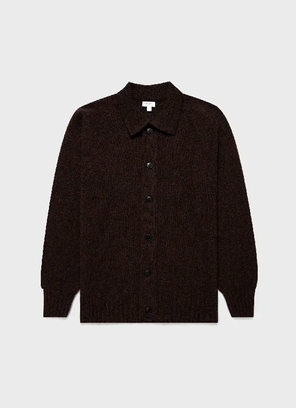 Men's Shetland Cardigan in Dark Green Melange Layered Multi-layer Single Layer