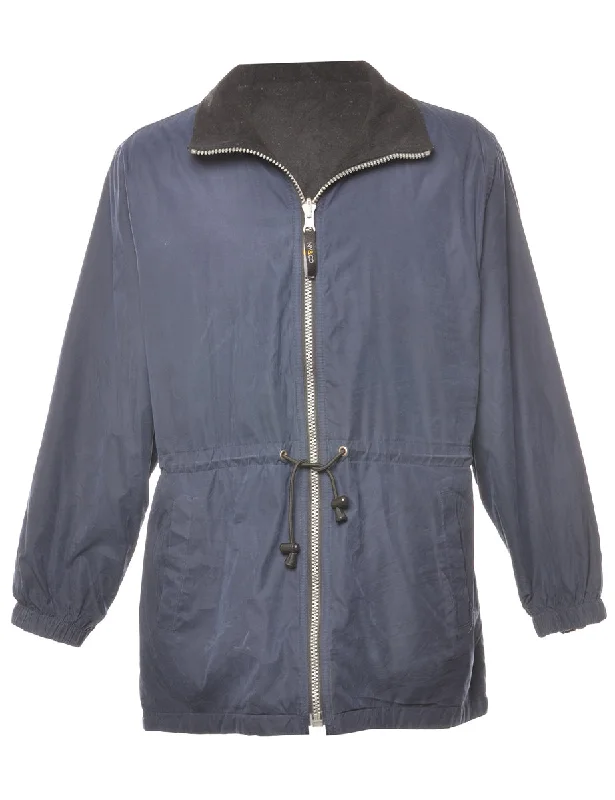 Zip-Front Navy Jacket - L Cotton Fabric Linen Fabric Terry Fabric