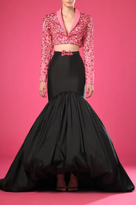 Fully embroidered jacket with taffeta skirt Nylon Fabric Polyester Fabric Spandex Fabric