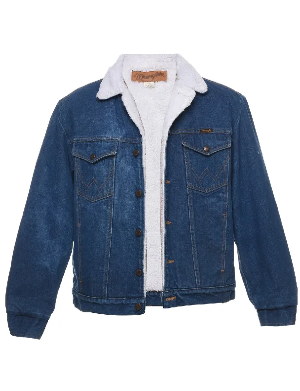 Wrangler Shearling Denim Jacket - M Appliqued Jacket Beaded Jacket Sequined Jacket