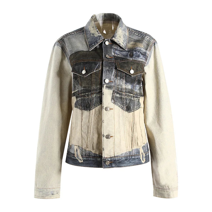 Denim Irregular Jacket Plaid Jacket Tartan Jacket Houndstooth Jacket