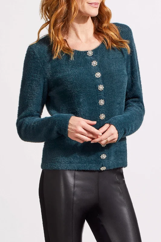 SWEATER CARDIGAN W/BUTTONS - ALPINE GREEN Terry Blend Velvet Blend Canvas Blend