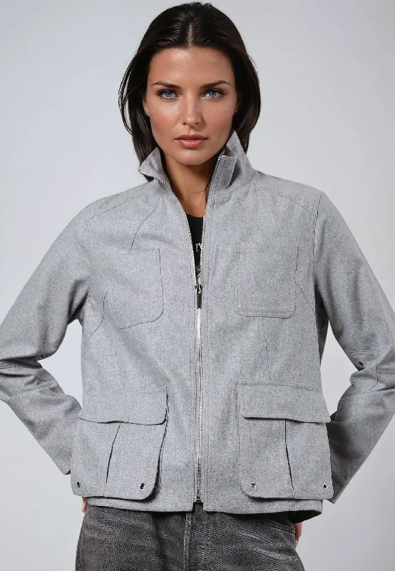INNOCENT JACKET GREY MARL Satin Jacket Silk Jacket Chiffon Jacket