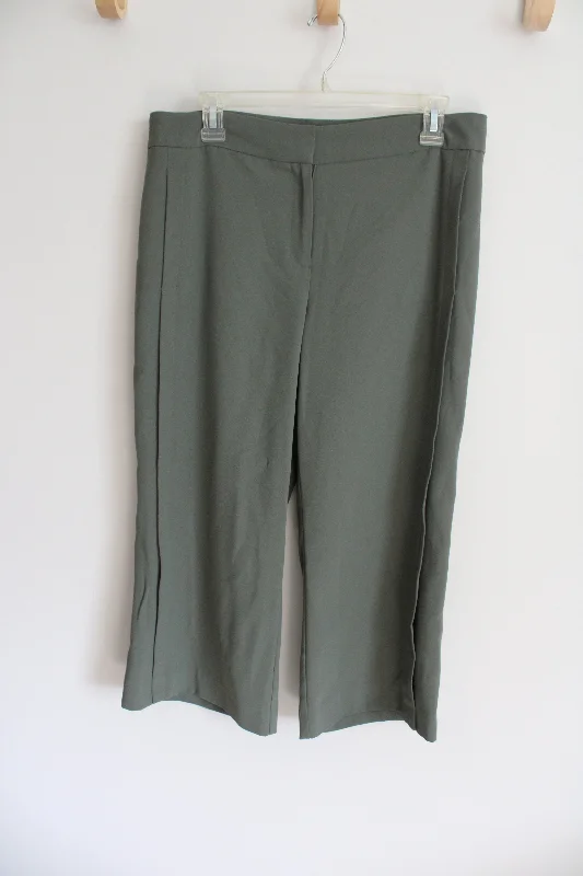 Ann Taylor Sage Green Loose Capri Pants | 8 Petite Elegant Trouser Pants