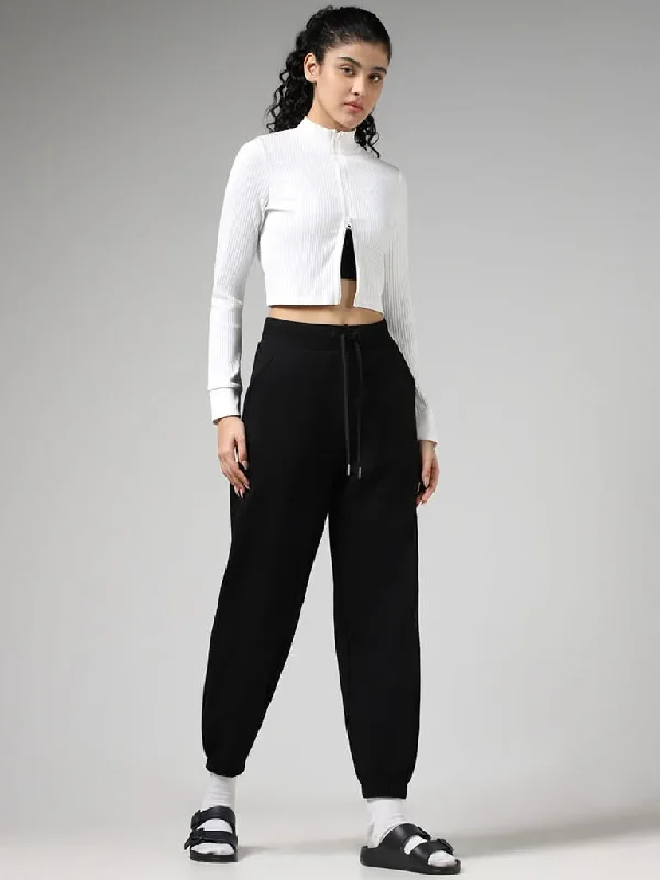Studiofit Solid Black Track Pants Formal Dress Pants