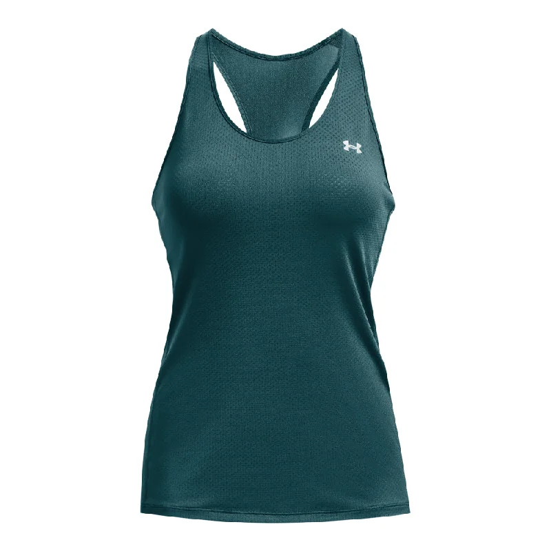 Under Armour HeatGear Armour Racer Training Tank Top - Womens - Tourmaline Teal/Metallic Silver gold tank top
