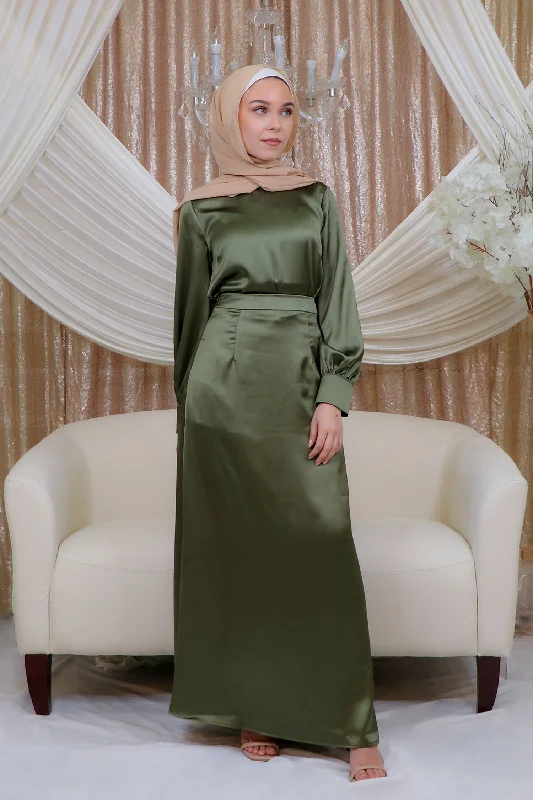 Lameera Satin Skirt - Sage Green denim skirt durable