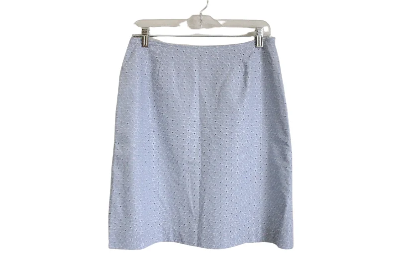 Willi Smith Blue Flower Eyelet Skirt | 6 lace skirt intricate