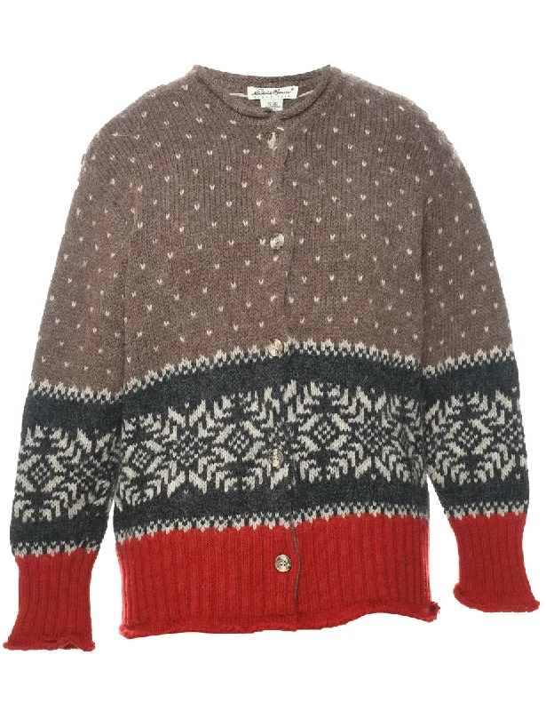 Eddie Bauer Nordic Cardigan - M Terry Blend Velvet Blend Canvas Blend