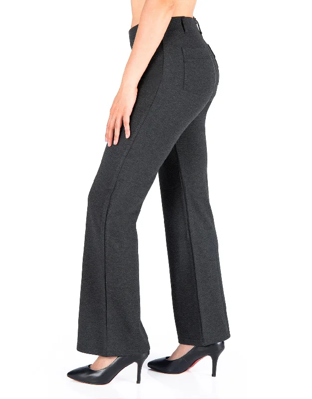 Flare Yoga Dress Pants, Back Pockets (Charcoal) Stylish Harem Pants