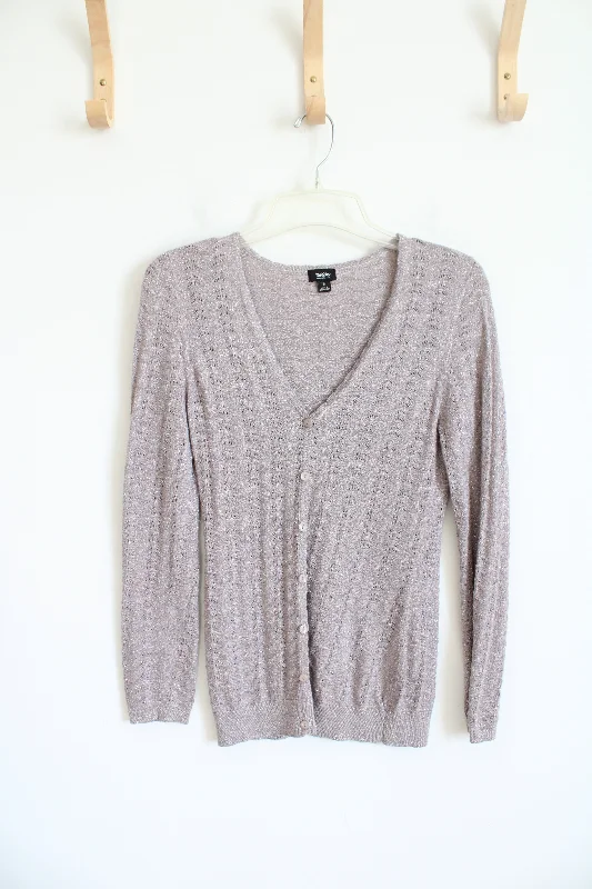 Mossimo Mauve Shimmer Button Down Cardigan Sweater | S Handmade Hand-knitted Hand-woven