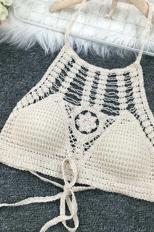 BEACH BOHO CROCHET HOLLOW OUT CAMIS TANK TOP cropped tank top