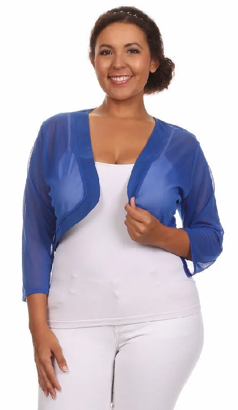 Sheer Chiffon Bolero Jacket 3/4 Length Fitted Jacket Loose Jacket Oversized Jacket