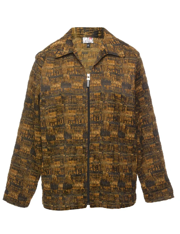 Zip-Front Black & Yellow Abstract Jacket - M Denim Fabric Leather Fabric Suede Fabric Zip-Front Black & Yellow Abstract Jacket - M Denim Fabric Leather Fabric Suede Fabric