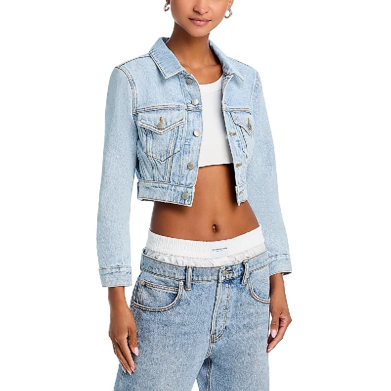 Alexander Wang Womens Denim Cotton Denim Jacket Bomber Jacket Anorak Windbreaker