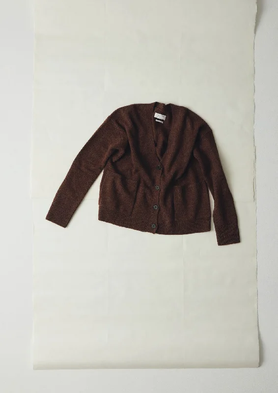 Ffion Wool Cashmere Boxy Cardigan | Pecan Neon metallic Matte