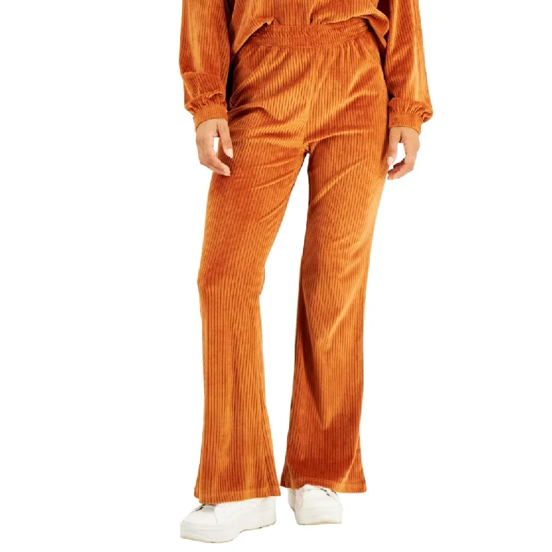 CRAVE FAME - Ribbed Velour Flare-Leg Pant Lightweight Linen Pants