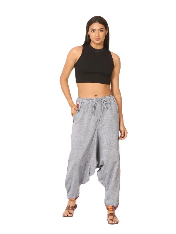 Women's Designer Harem Pants | Grey | Fits Waist Size 28" to 36" Casual Plaid Pants