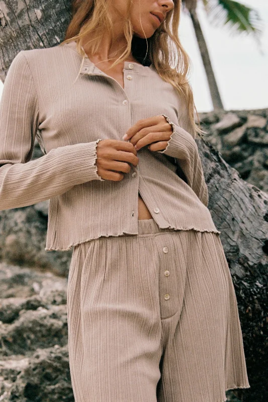 Holly Cardigan Taupe Plaid Cardigan Polka Dot Checkered