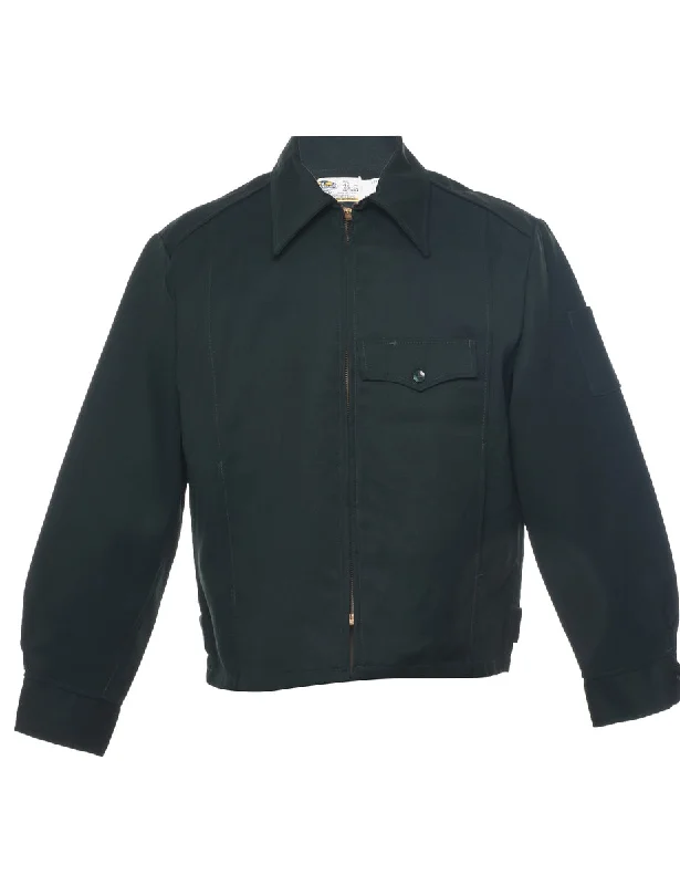 Workwear Dark Green Jacket - M Zippered Jacket Buttoned Jacket Snapped Jacket
