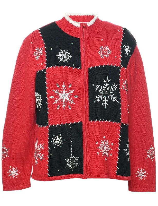 Snowfall Design Christmas Cardigan - S Terry Terry Cloth Terry Knit