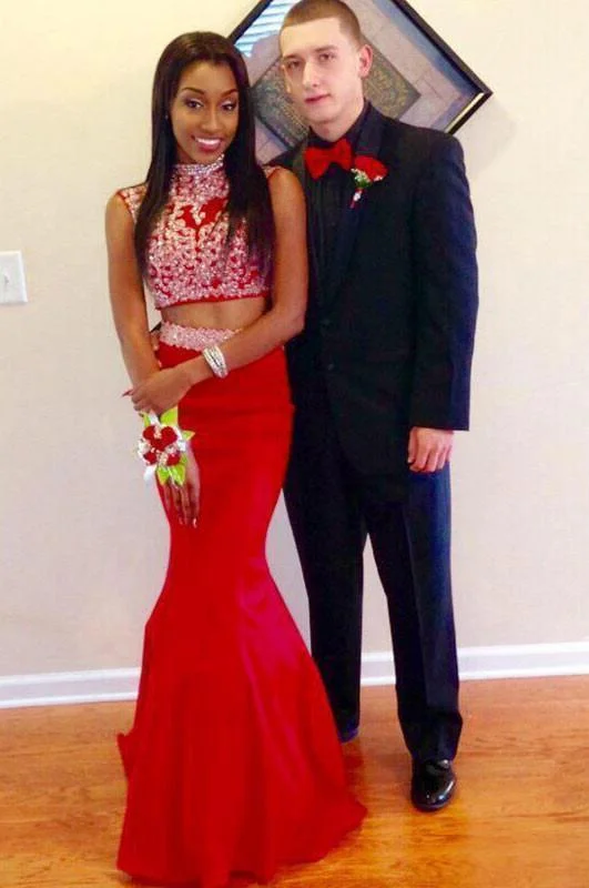 Custom Made Gorgeous 2 Pieces Beading Chiffon Mermaid Prom Party Dresses Formal Red Evening Tunics Denim casual Custom Made Gorgeous 2 Pieces Beading Chiffon Mermaid Prom Party Dresses Formal Red Evening Tunics Denim casual