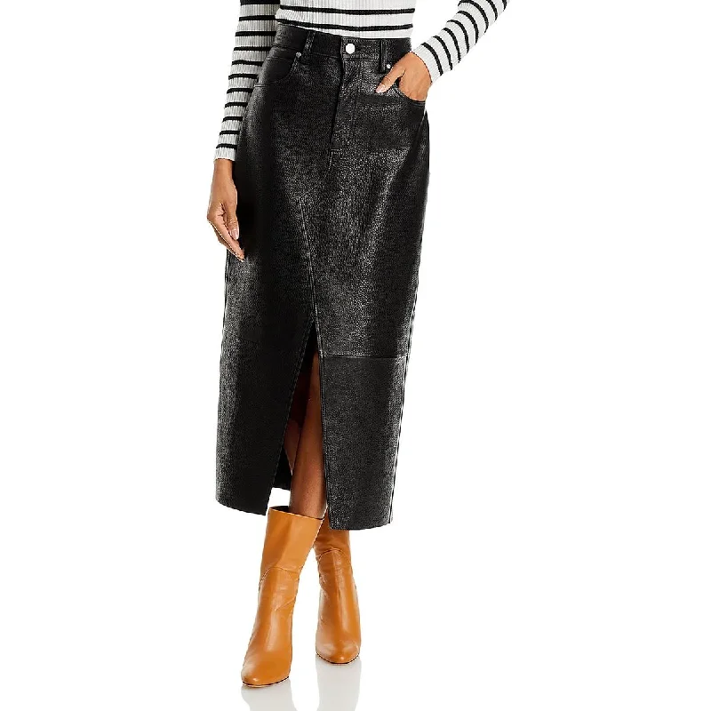 FRAME Womens Lamb Leather Pebbled Midi Skirt cashmere skirt fine