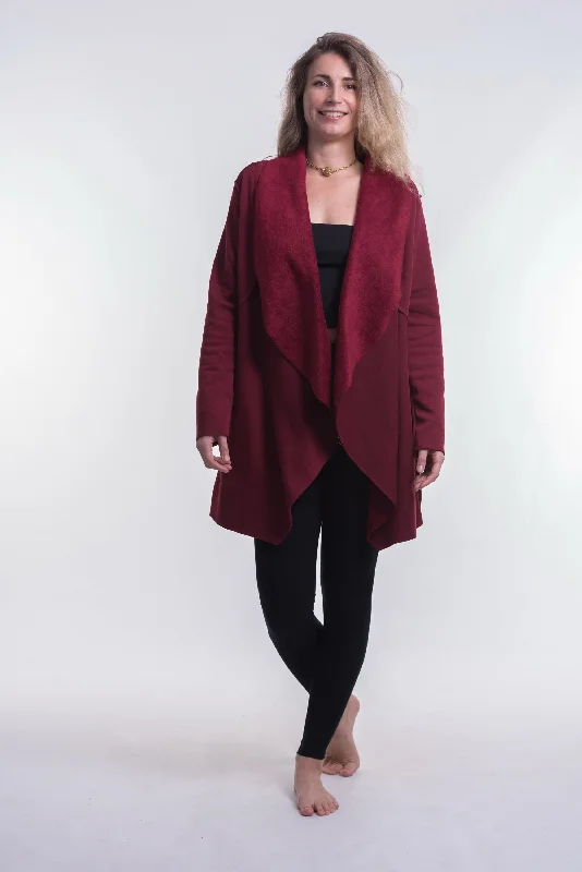 Fleece Cardigan in Red Modern Contemporary chic