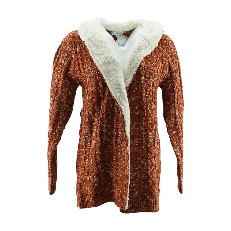 Orange Solid Cardigan Sweater Anti-Pilling Anti-Shrink Durable