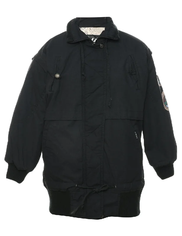 Zip Front Ski Jacket - S Belted Jacket Elasticated Jacket Padded Jacket