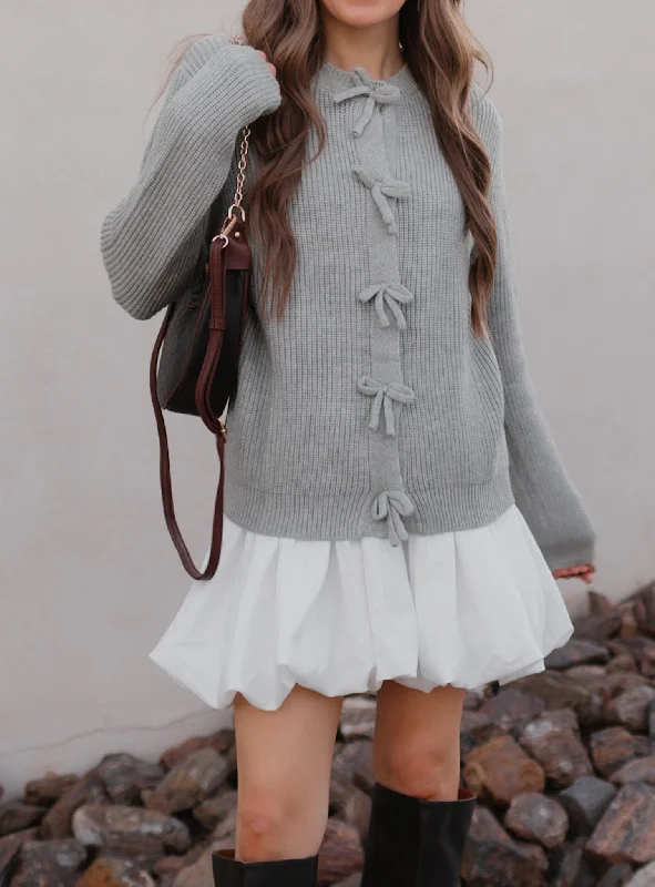Mon Cherie Knit Bow-Front Cardigan Handmade Hand-knitted Hand-woven